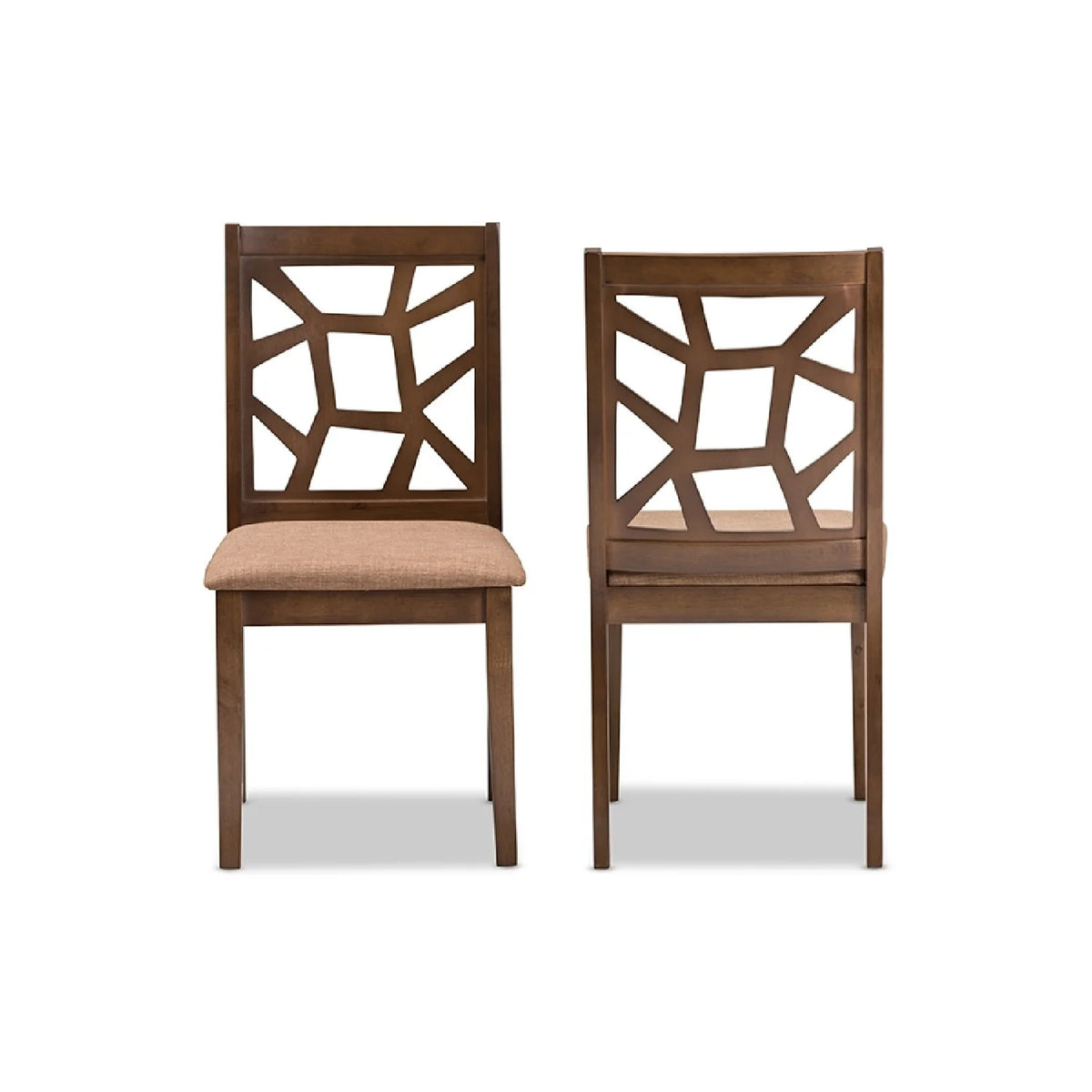 Light Brown Fabric Upholstered Dining Chair Set of 2 F528