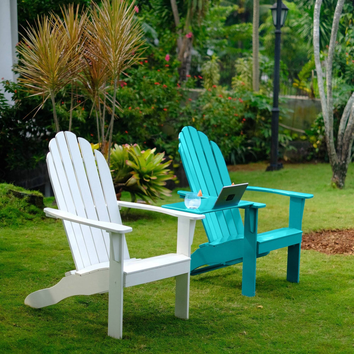 Dark Green Adirondack Chair with Tray Table A997