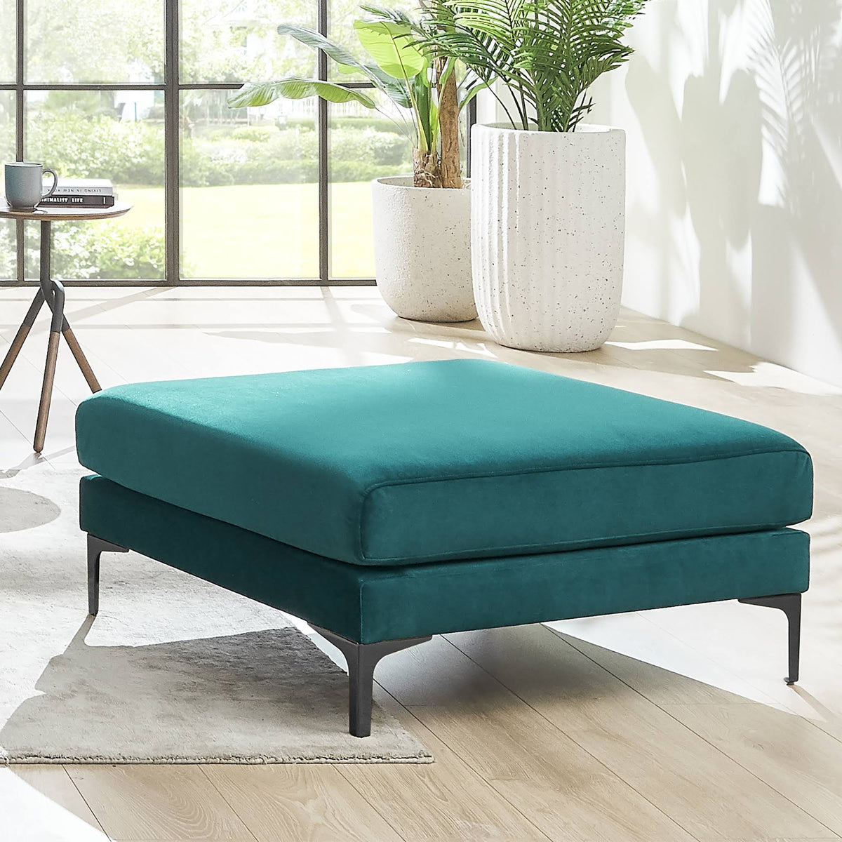 Teal Velvet Ottoman E950610