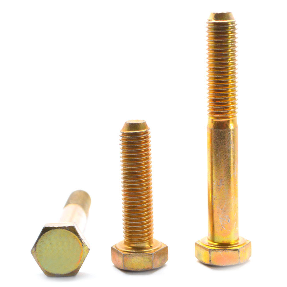 3/8x22-24 x 1 1/4x22 Fine Thread Grade 5 Hex Cap Screw Medium Carbon Steel Yellow Zinc Plated Y510662