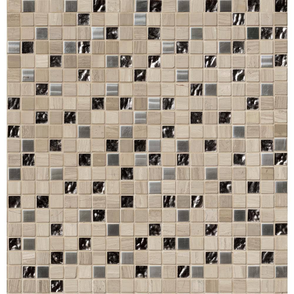 Glass Metal Stone Mesh-Mounted Mosaic Tile J6158