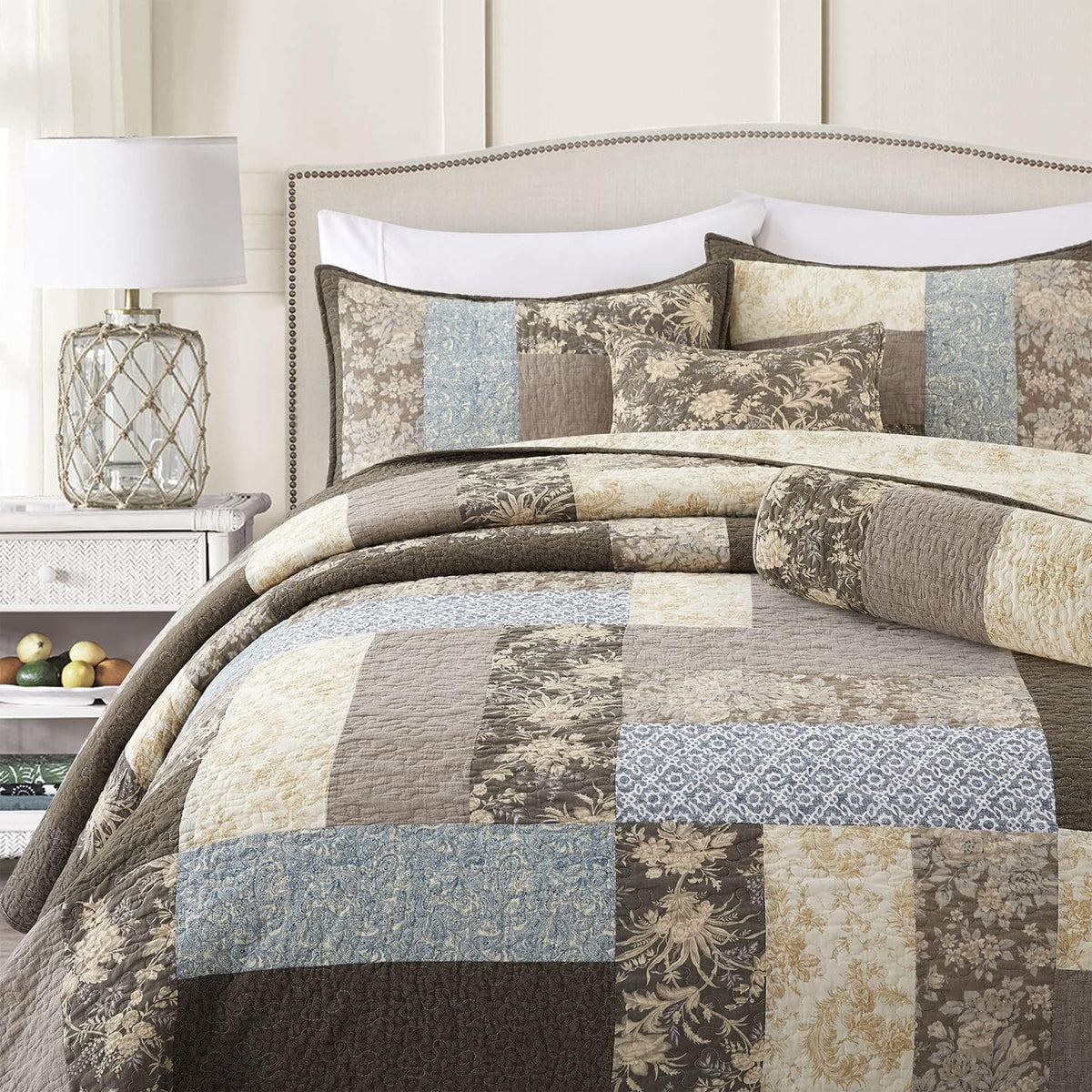3-Piece 100% Cotton Bohemian Bedding Set, 1 Quilt and 2 Shams (California King) W1562