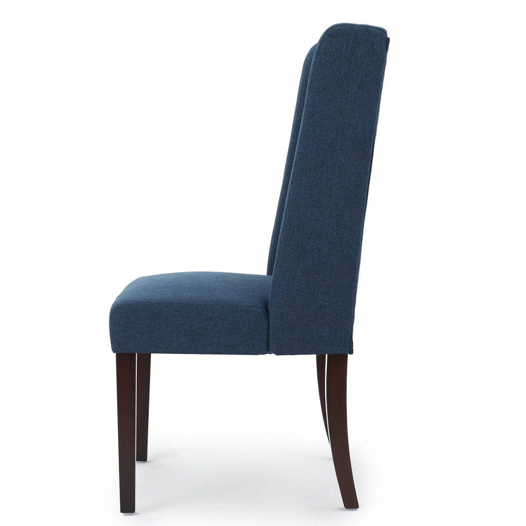 Navy Blue Fabric Wingback Dining Chair Set of 2 D711063