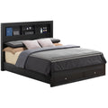 Black King Size Storage Platform Bed with Shelves and Drawer K287