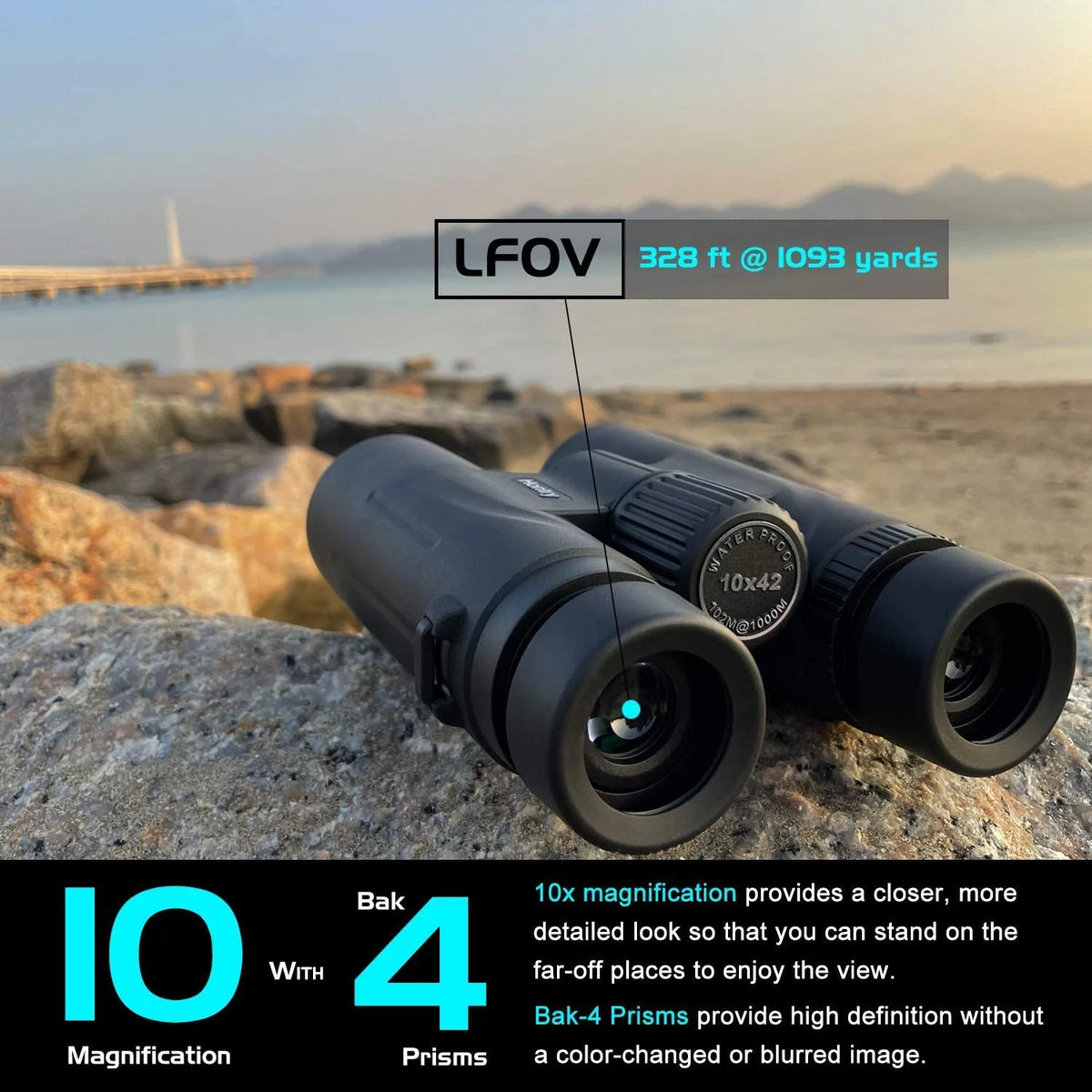 10x42 Waterproof IPX6 Binoculars H8608