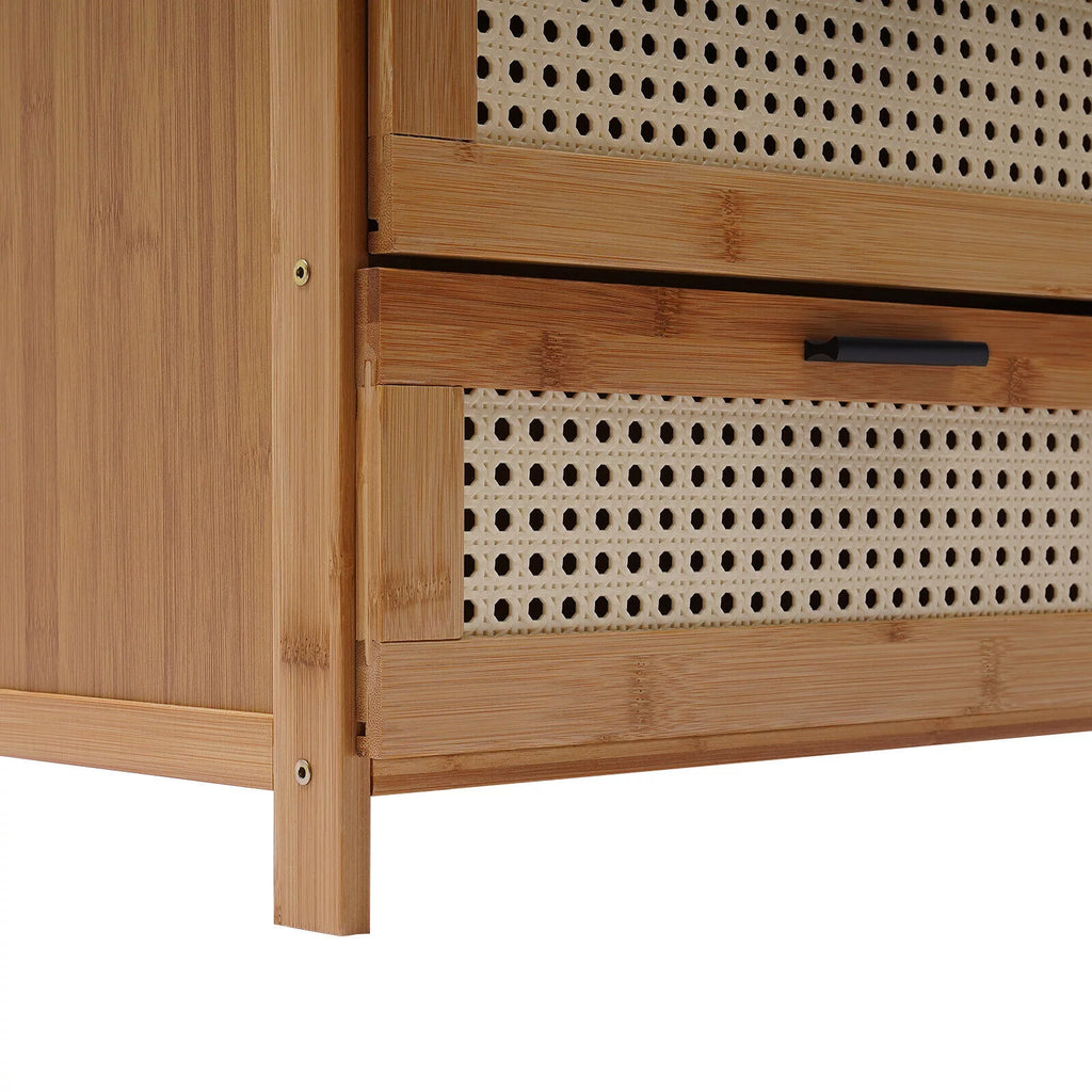 Mid-Century Vintage Nightstand with 3 Mesh Storage Drawers T275244