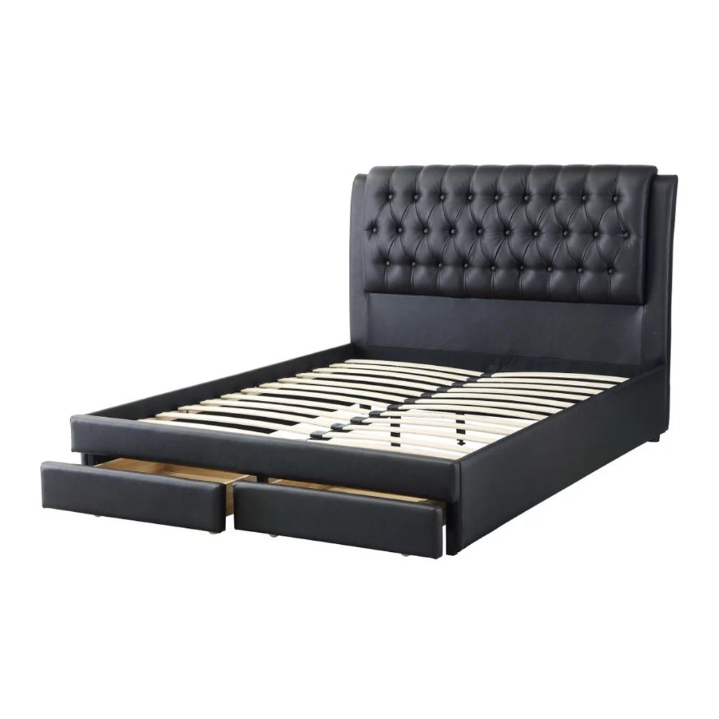 Wooden King Bed with Tufted PU Headboard Y580
