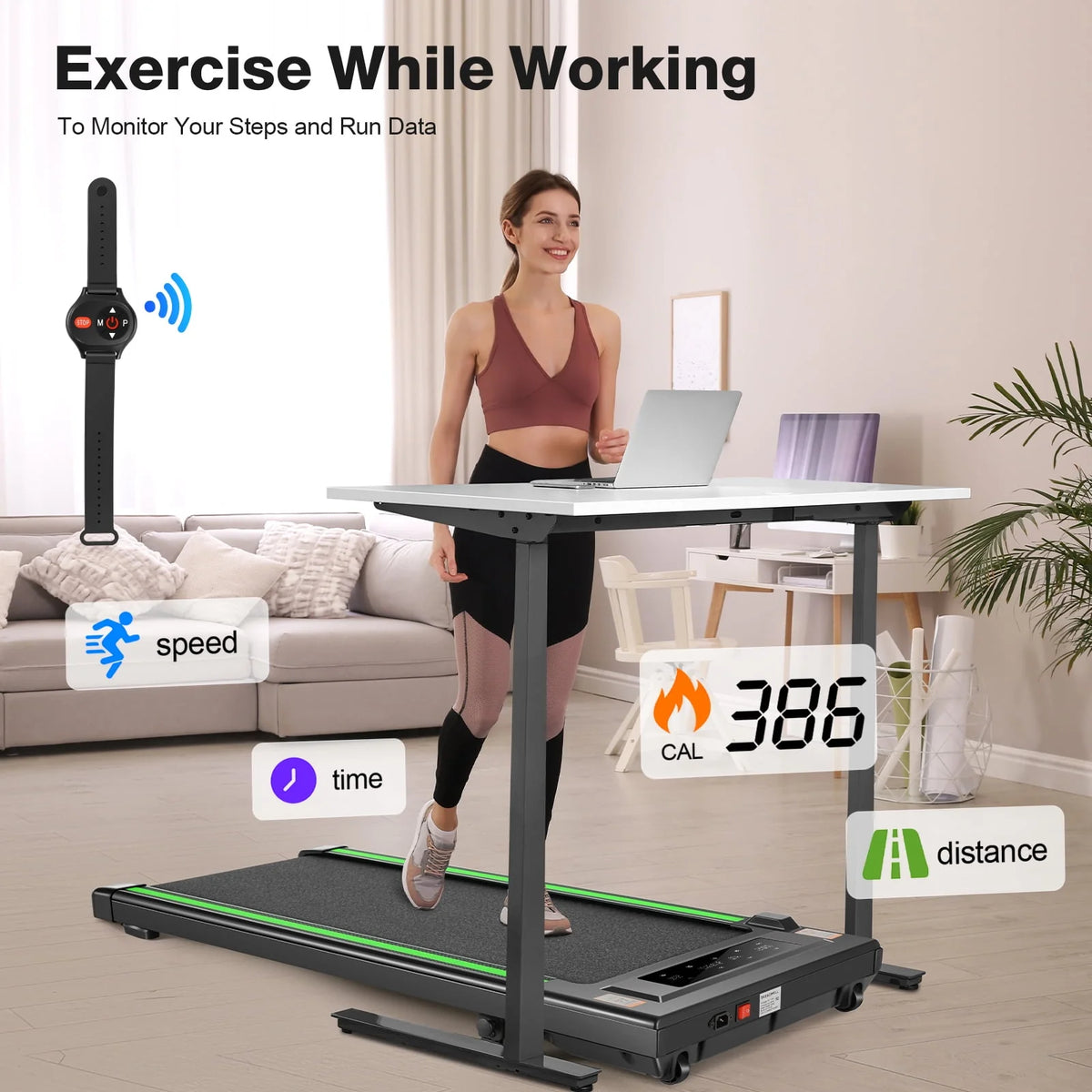 2.5HP Walking Pad Under Desk Treadmill with Remote Control H432
