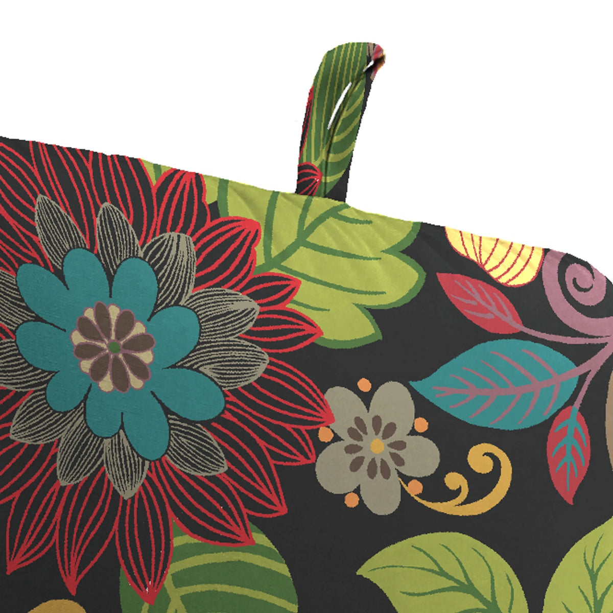 Multicolor Floral Rectangular Outdoor Chair Cushion with Ties C9493
