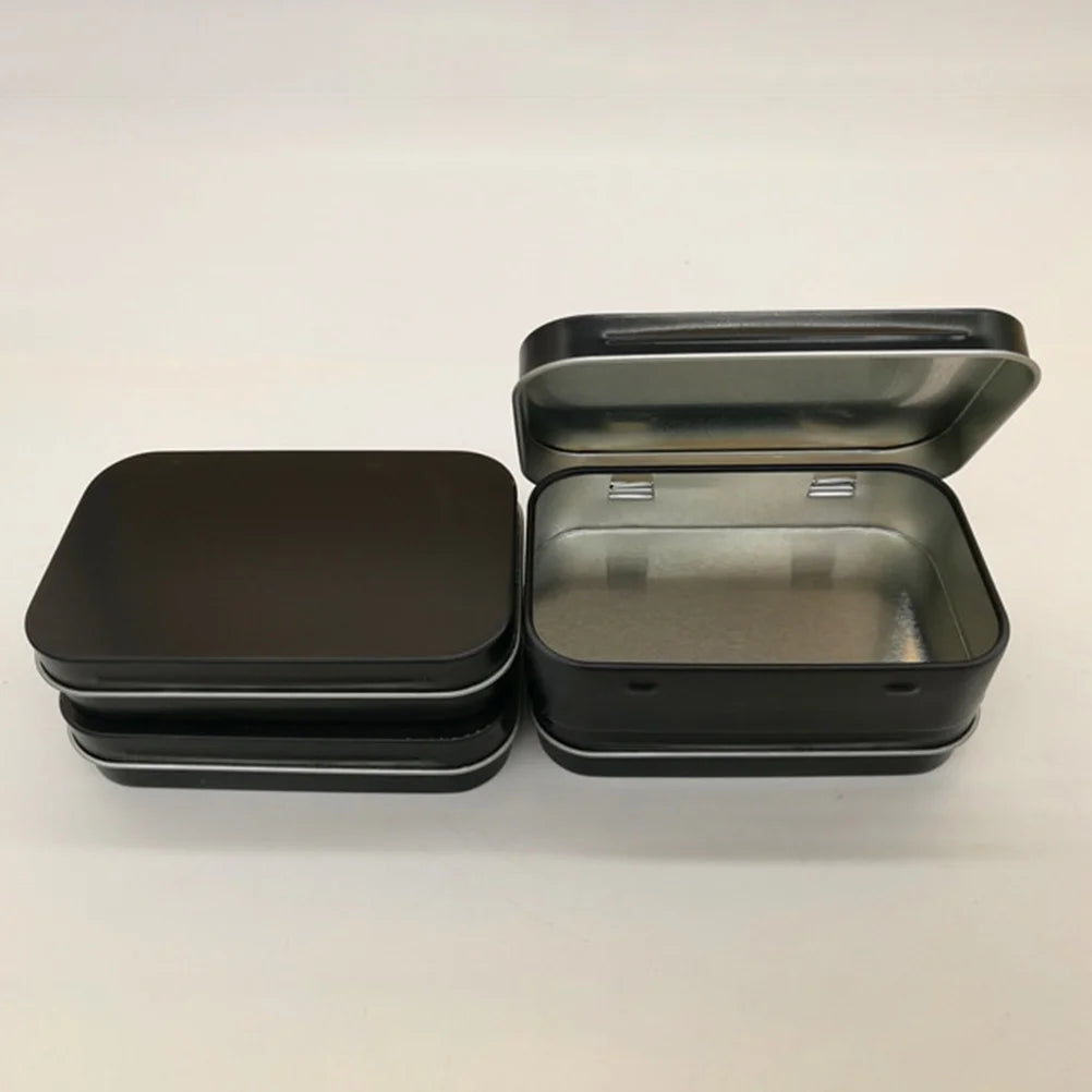5 PCS Mini Rectangular Tin Storage Boxes with Lids Black V531