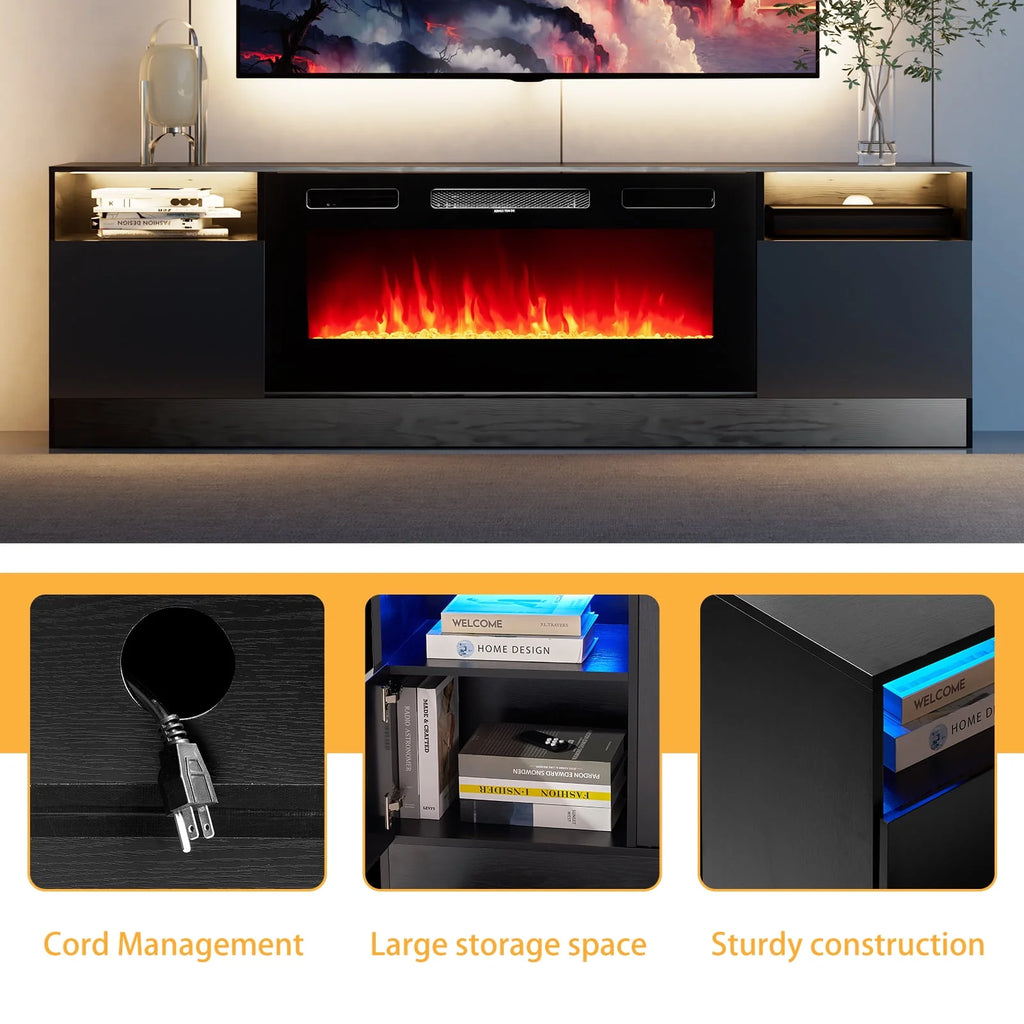 Black Fireplace TV Stand up to 80" with 36'' Electric Fireplace K15442