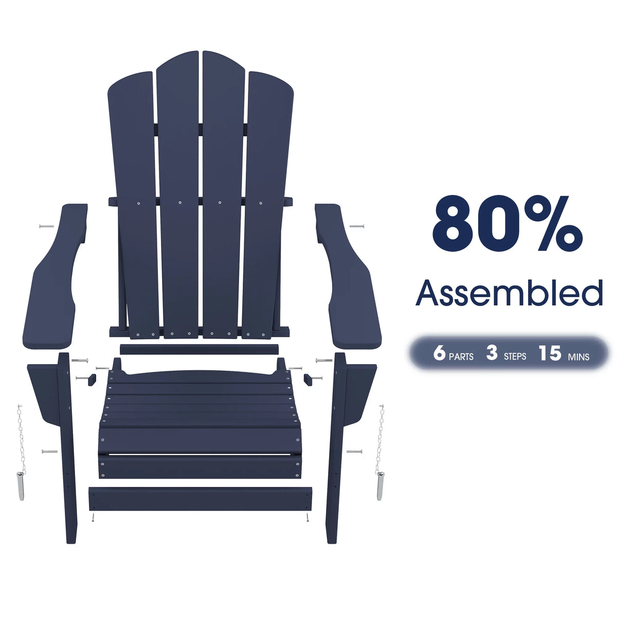 Navy Blue Folding Plastic Adirondack Chair C580