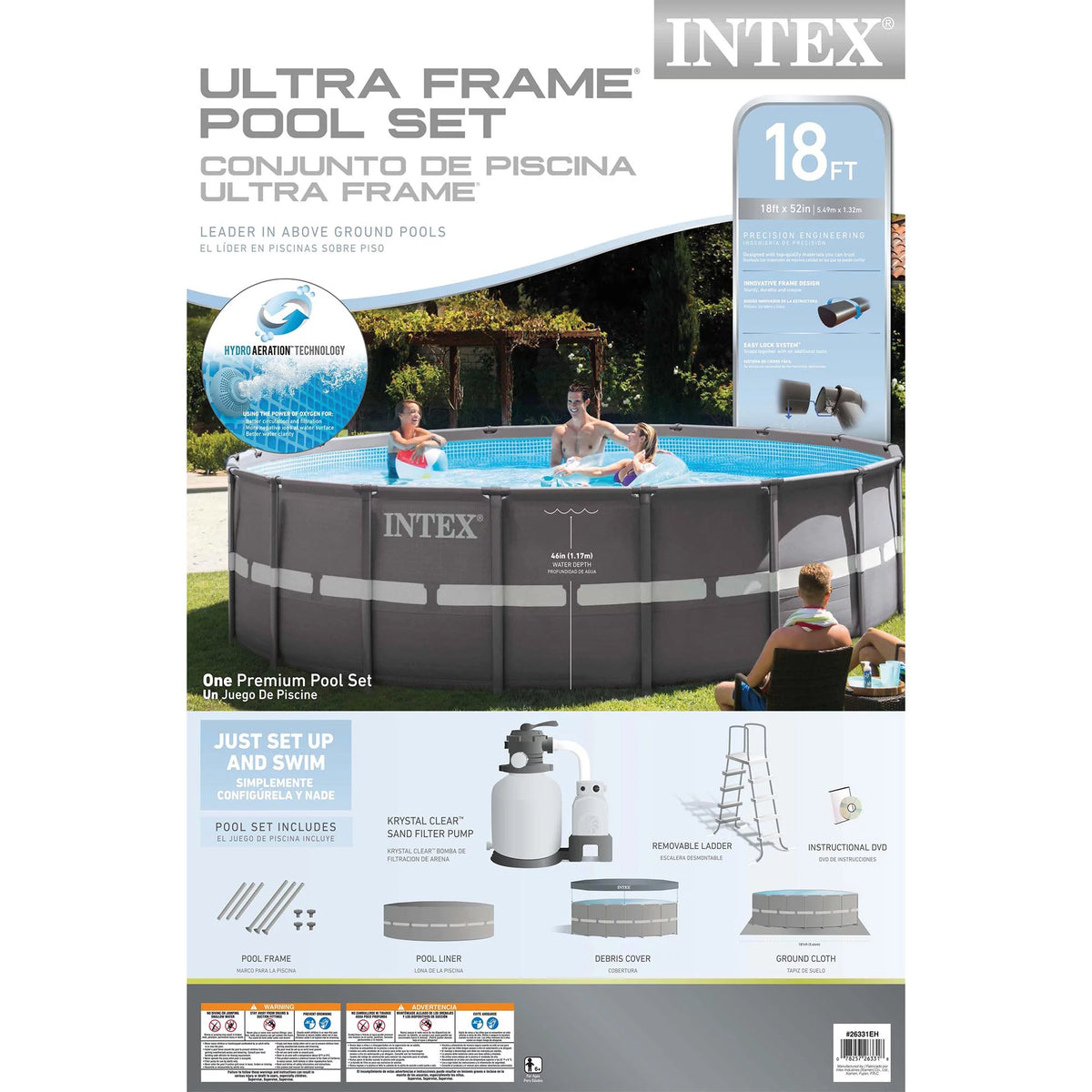 18ft X 52in Ultra Frame Pool Set with Sand Filter Pump M42853