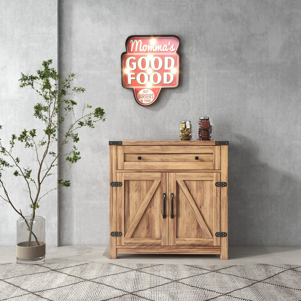 Rustic Accent Cabinet with Drawers and Doors 30 Inch A295891