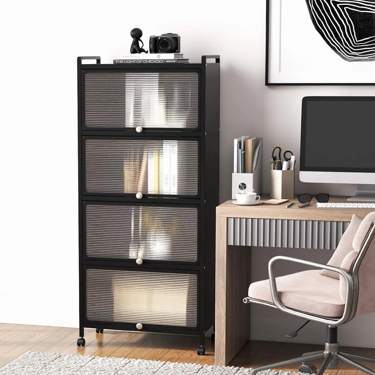 5-Tier Freestanding Kitchen Cabinet with 4 Rolling Casters R779175