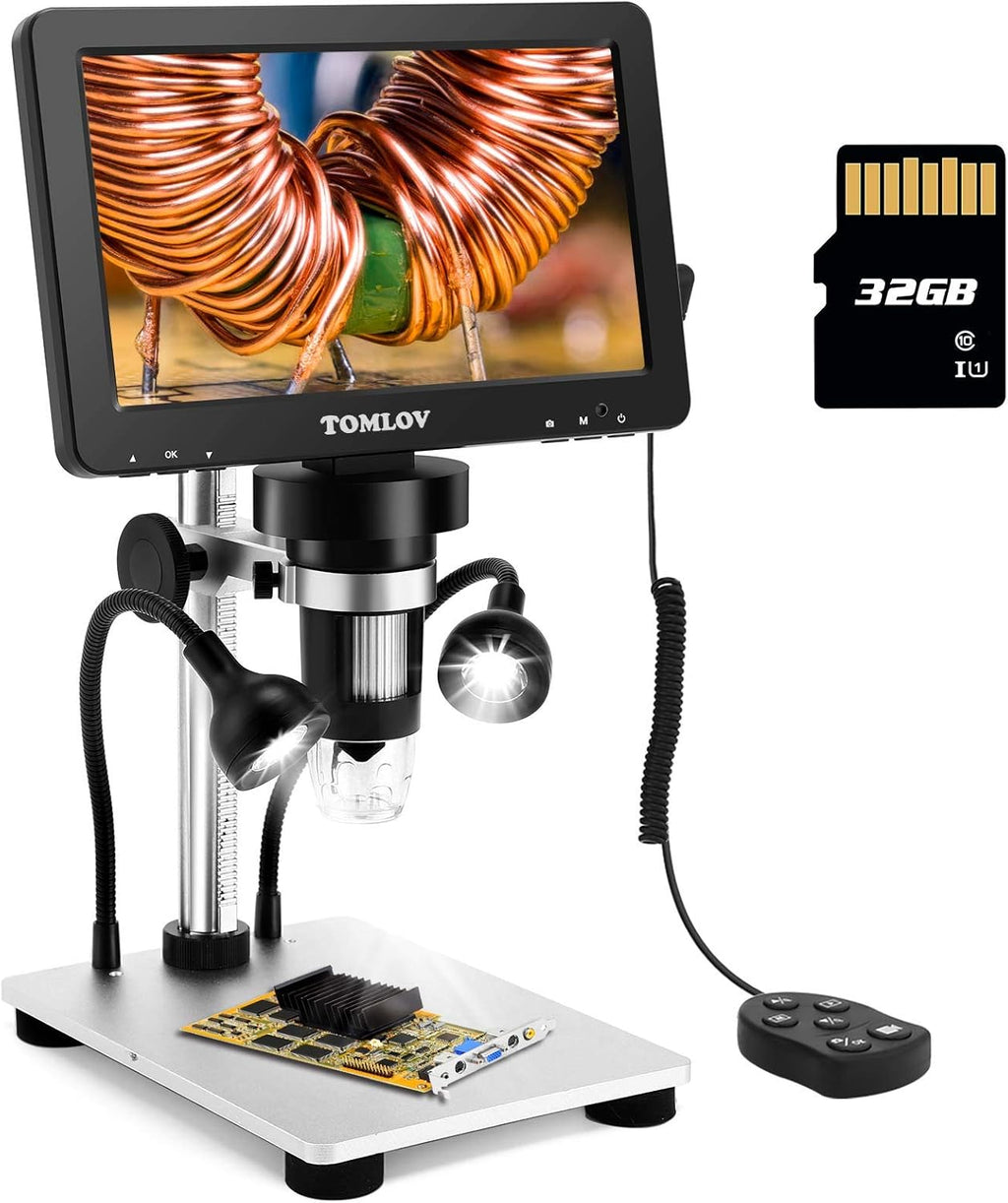 7" LCD Digital Microscope 1200X 1080P 12MP with Metal Stand J651