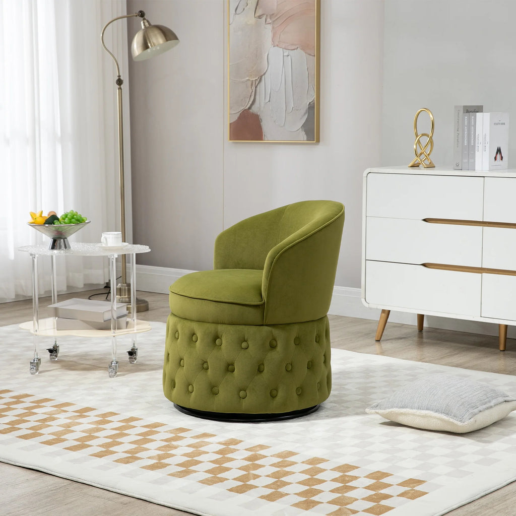 360 Degree Swivel Velvet Barrel Accent Sofa Chair H90023