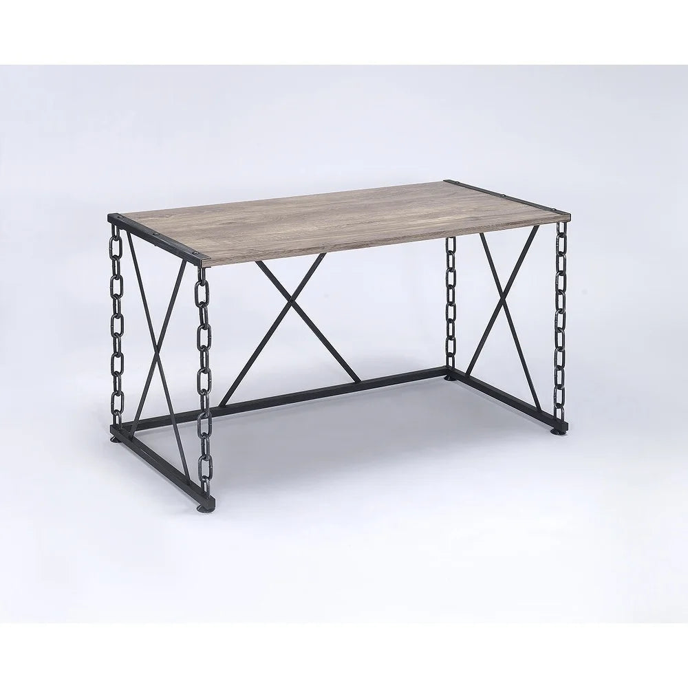 Rustic Oak and Antique Black Rectangular Desk P539033