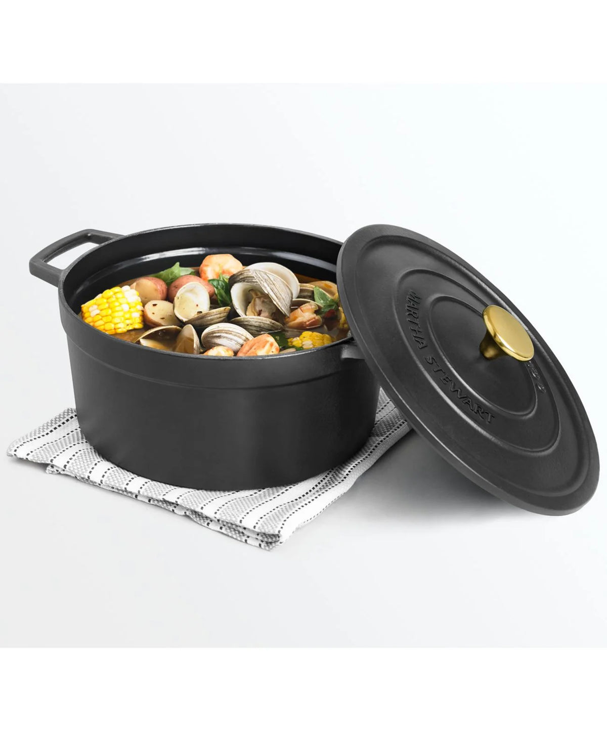 Enameled Cast Iron Round 6-Qt. Dutch Oven Black D374