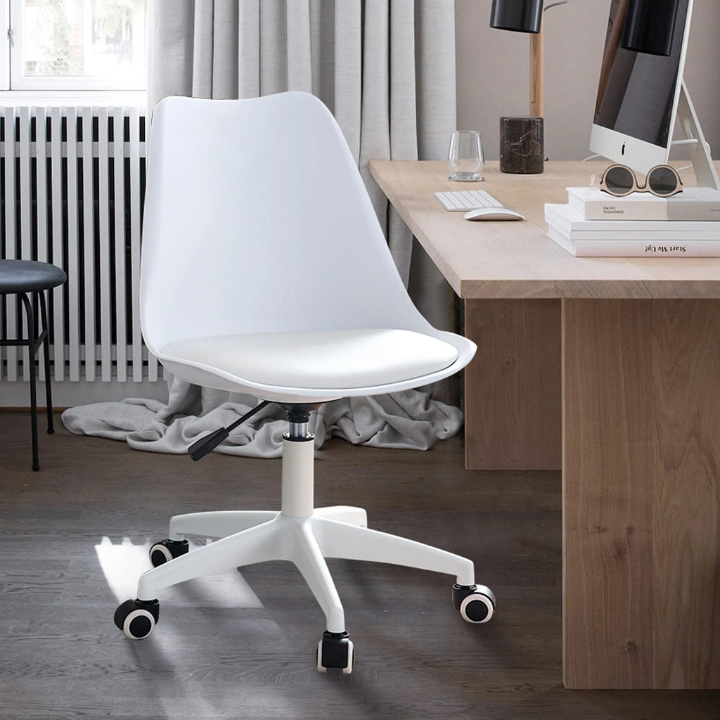 White Artificial Leather Swivel Computer Chair O508418
