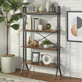 4 Tier Walnut Black Bookcase G9152