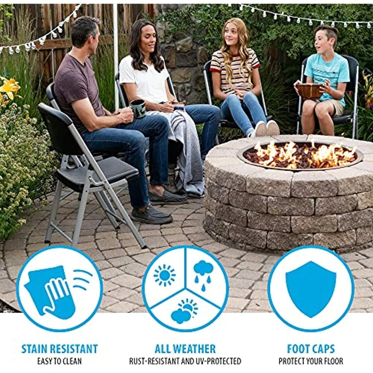 Folding Chairs 4 Pack Plastic Stackable P982