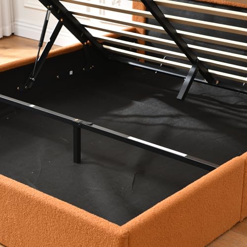 Queen Size Upholstered Boucle Storage Bed with Curved Headboard X763130