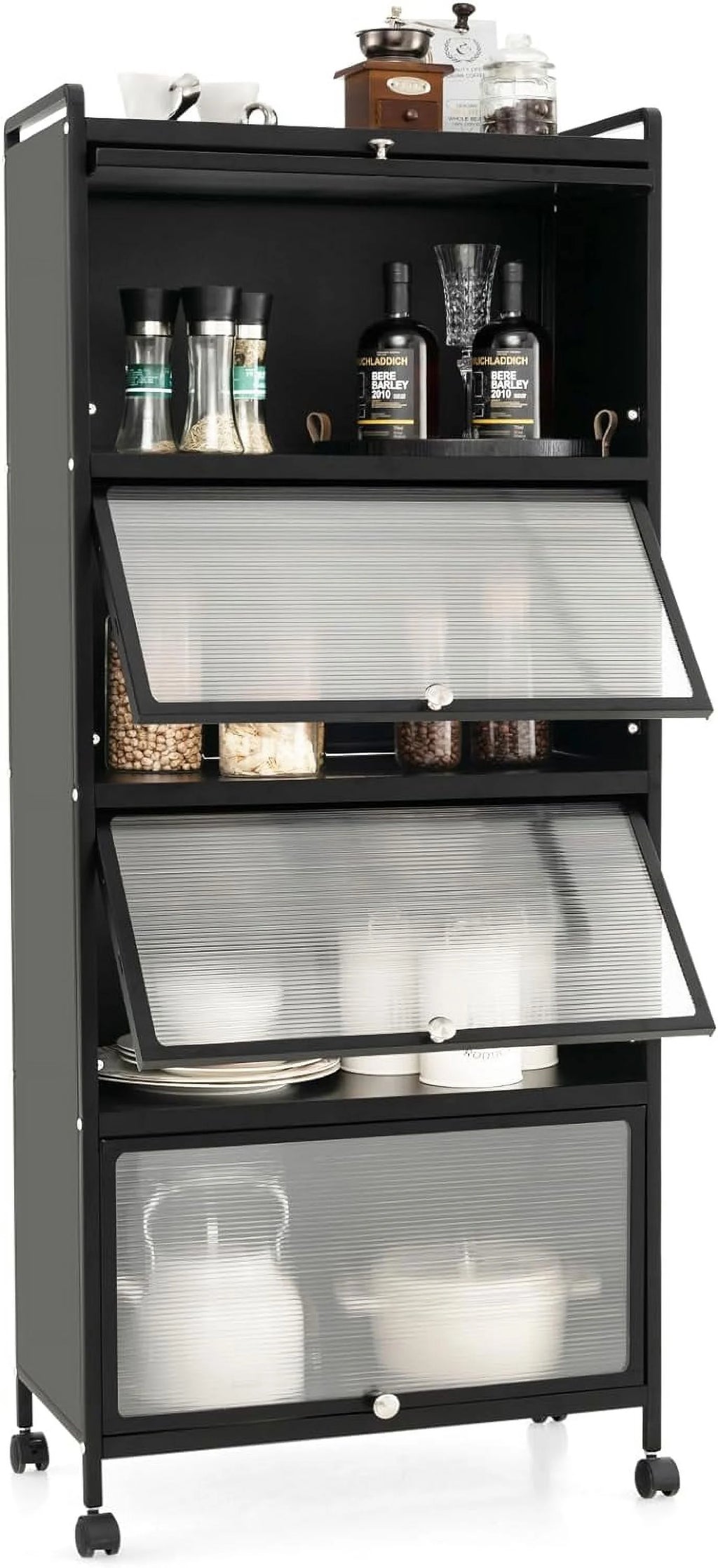 5-Tier Freestanding Kitchen Cabinet with 4 Rolling Casters R779175
