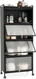 5-Tier Freestanding Kitchen Cabinet with 4 Rolling Casters R779175