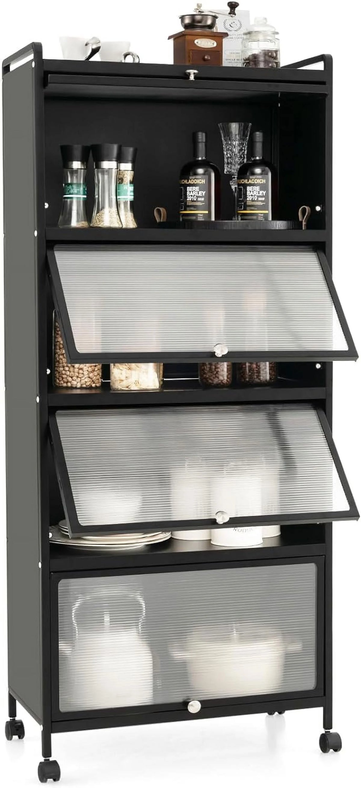 5-Tier Freestanding Kitchen Cabinet with 4 Rolling Casters R779175