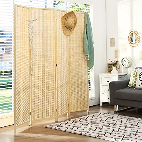Bamboo 6 Ft Tall 4 Panel Folding Room Divider U472931