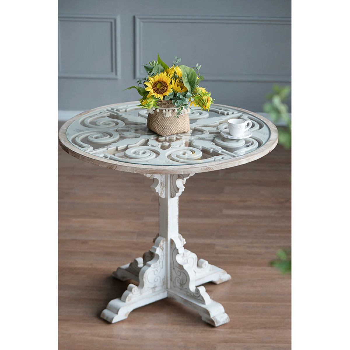 Round Wooden Carved Table Z2269