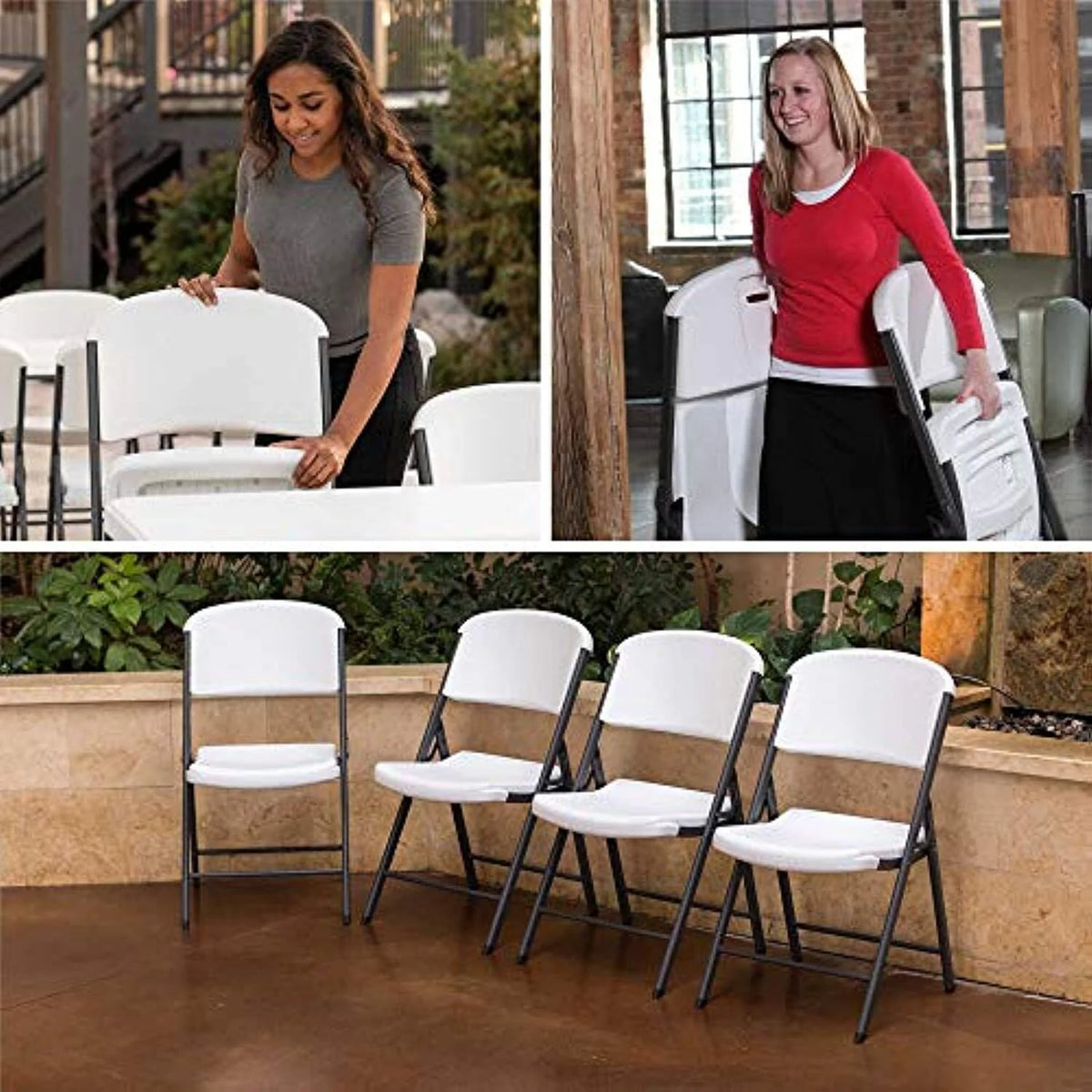 Folding Chairs 4 Pack Plastic Stackable P982
