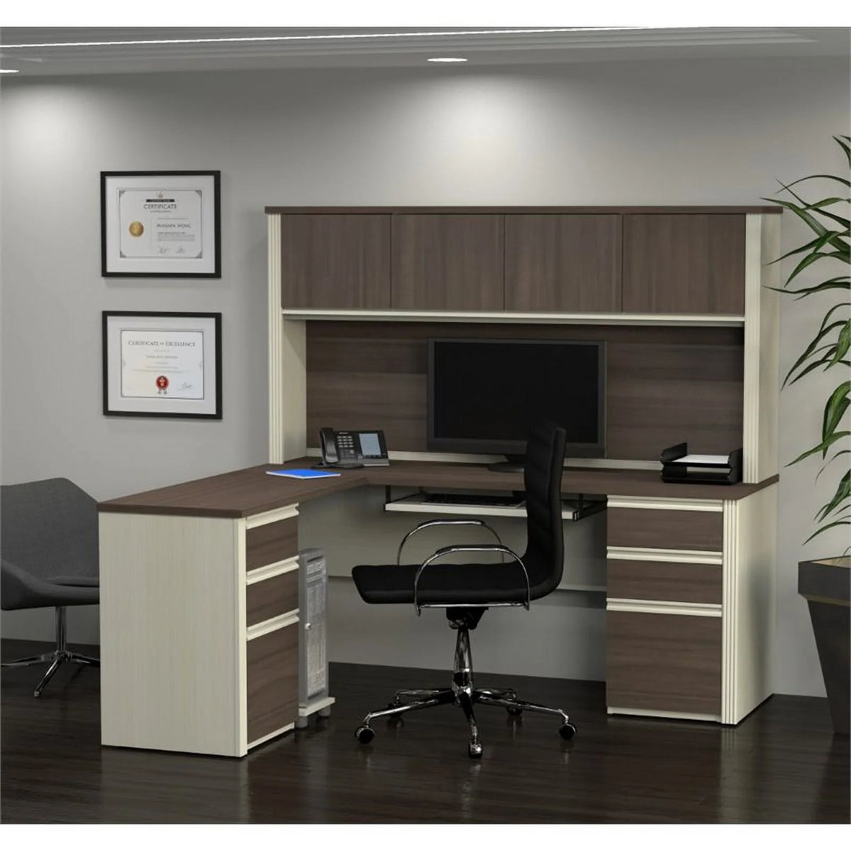 L-Desk with Hutch T123