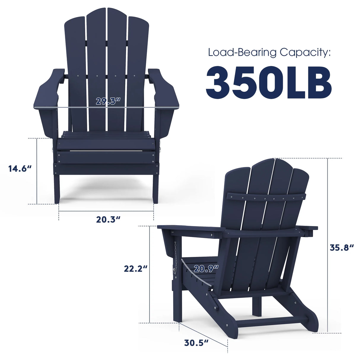 Navy Blue Folding Plastic Adirondack Chair C580