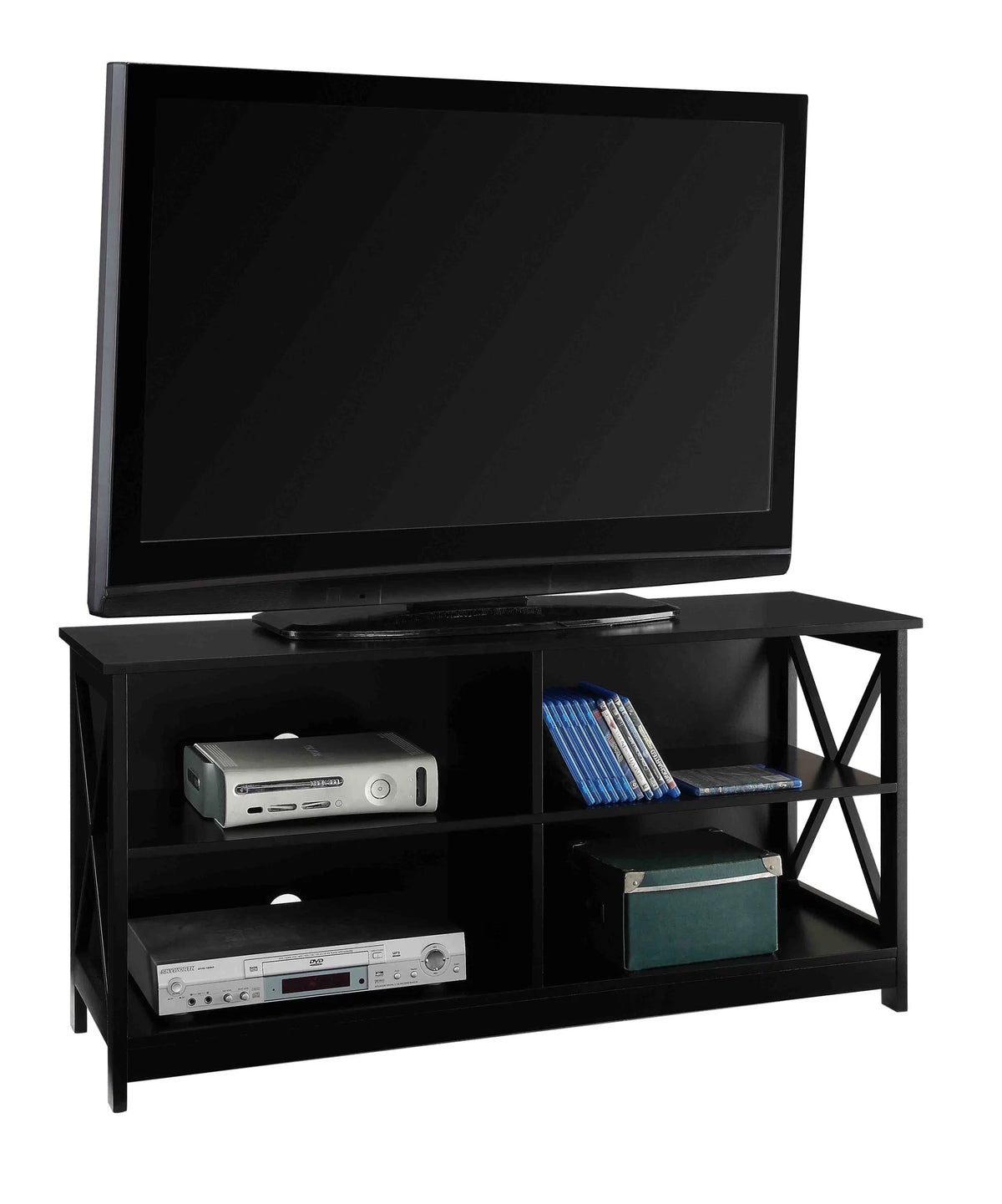 55 inch Black TV Stand with Shelves F6097