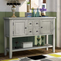 Blue Console Sofa Table with Storage Drawers Cabinets and Bottom Shelf B69356