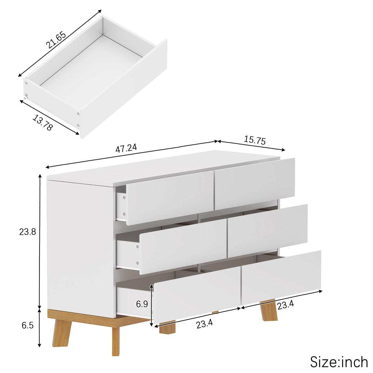 White 6 Drawer Storage Cabinet Q9132