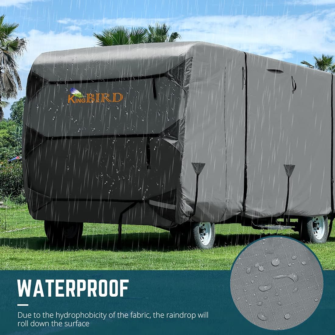 210D Oxford Rip-Stop RV Cover with Straps & Tire Covers K319