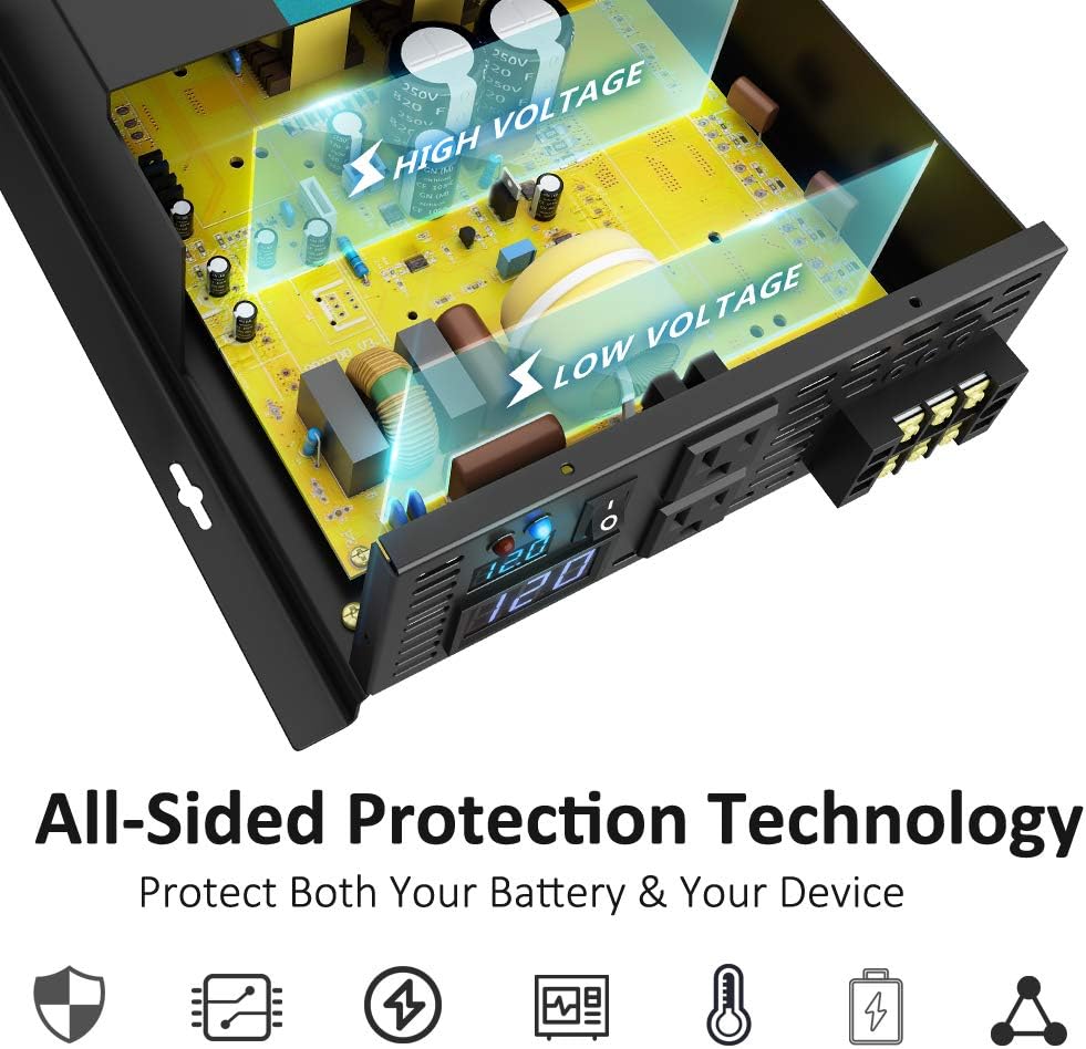 3000W 48V 120V Pure Sine Wave Power Inverter with 2 AC Outlets R1485
