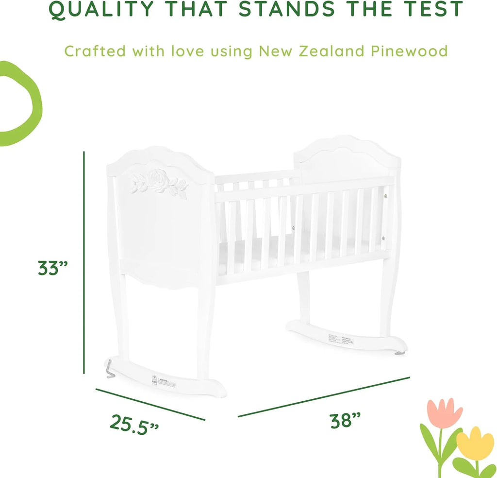 White Pinewood Cradle with Mattress Pad Q1988