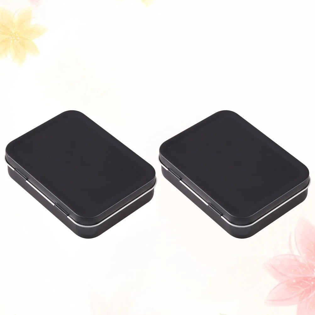 5 PCS Mini Rectangular Tin Storage Boxes with Lids Black V531