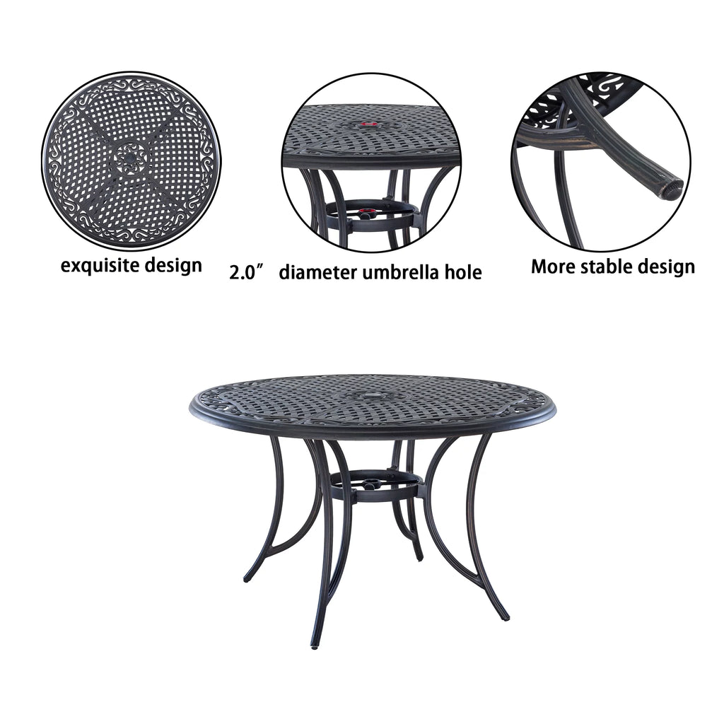 48 in Round Cast Aluminum Outdoor Dining Table O3451
