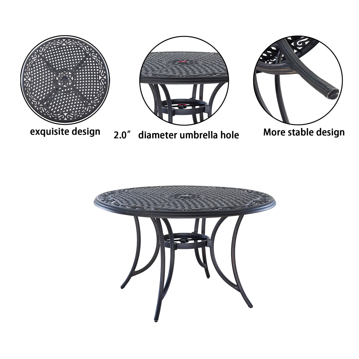 48 in Round Cast Aluminum Outdoor Dining Table O3451