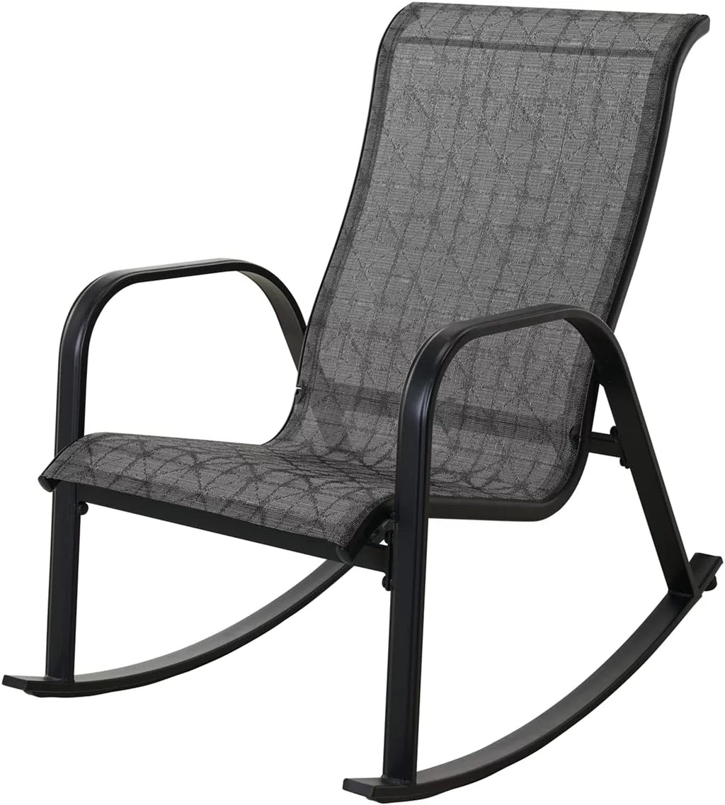 Black All-Weather Rocking Chair with Steel Frame U411