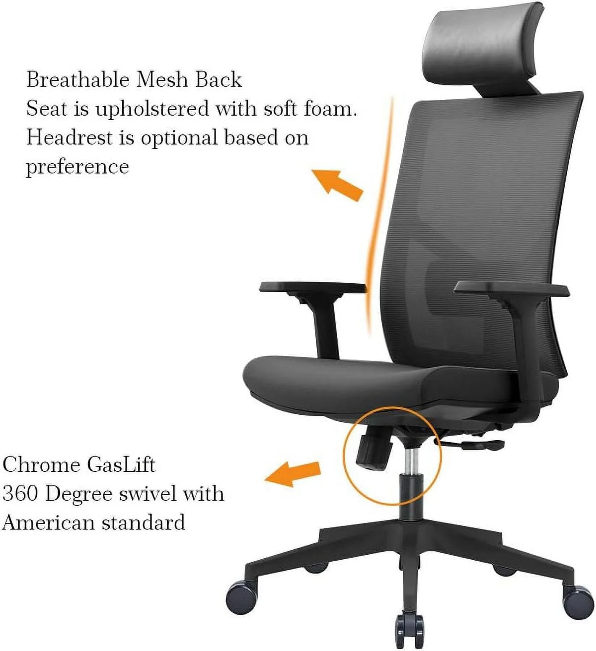 Ergonomic Mesh Office Chair with Lumbar Support N539