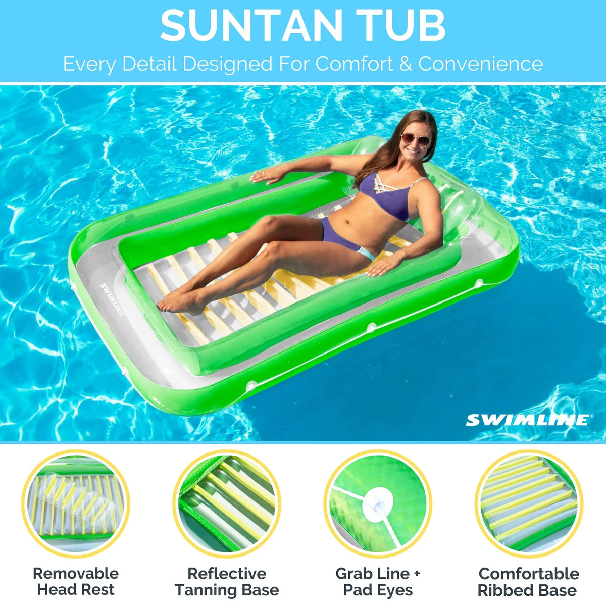 Inflatable Floating Lounger Green and Yellow X30006