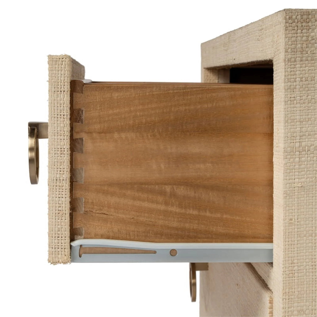 Natural Raffia 3 Drawer Wooden Chest K393