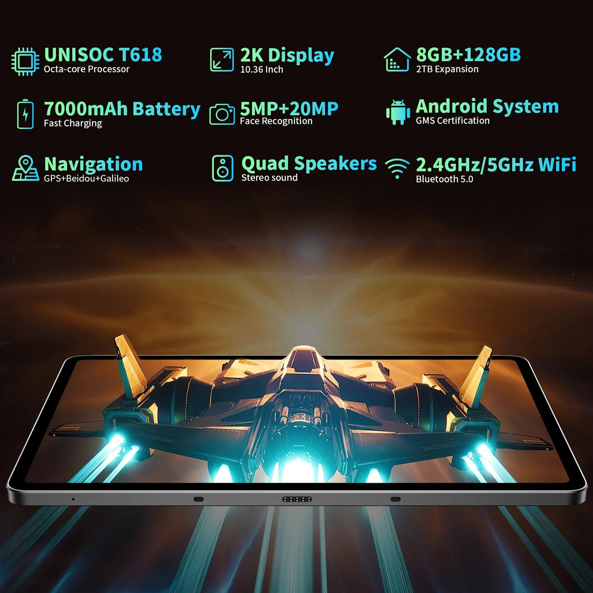 10.4 Inch 2 in 1 Android Tablet with Keyboard W140603