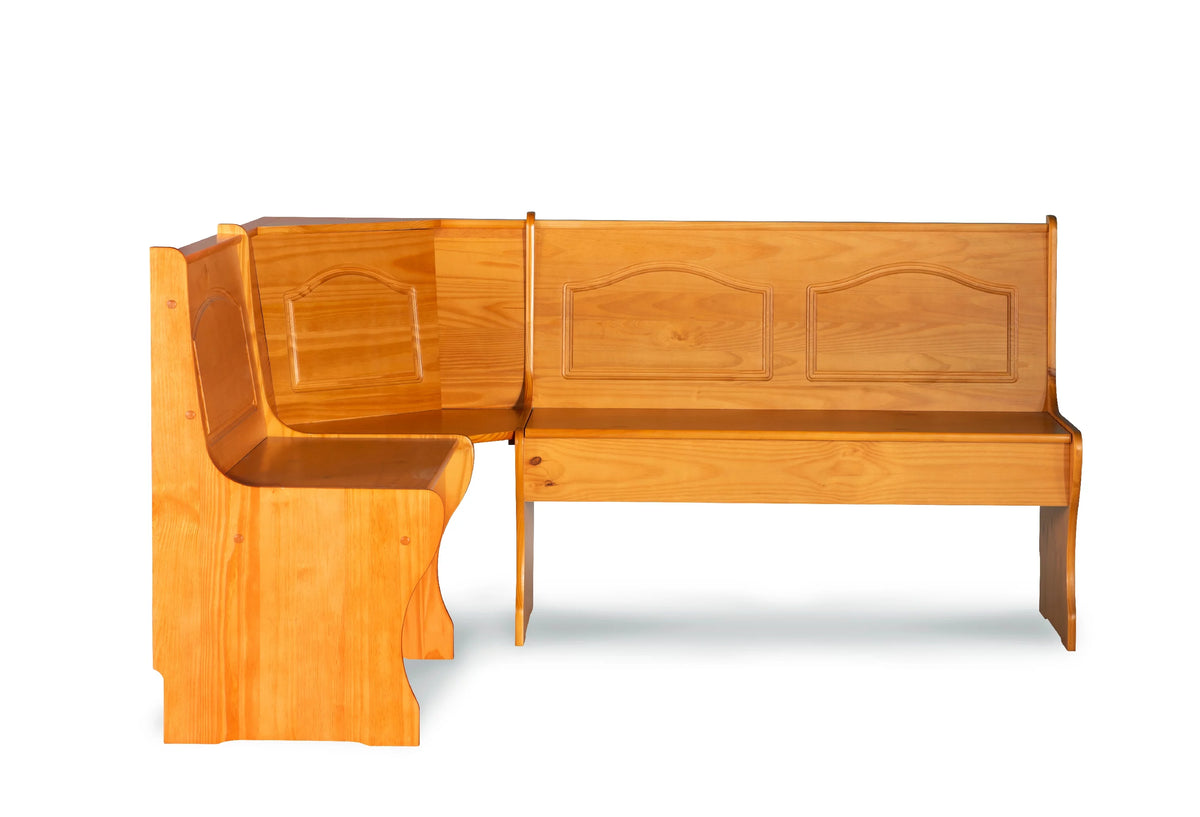 Corner Dining Breakfast Nook with Storage, Seats 4, Natural Honey Finish C1382